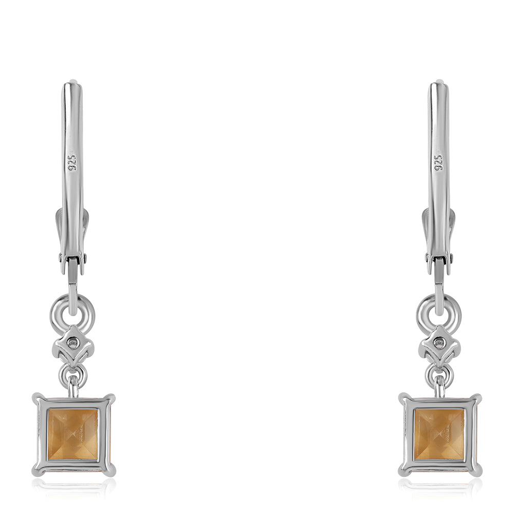 Pendientes de Plata con AA Citrino de Brasil y Topacio Blanco
