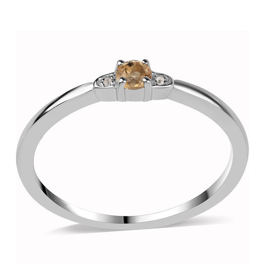Anillo de Plata con AA Citrino de Brasil y Topacio Blanco