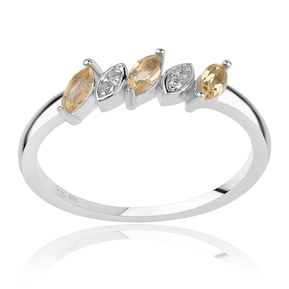 Anillo de Plata con AA Citrino de Brasil y Topacio Blanco 1 