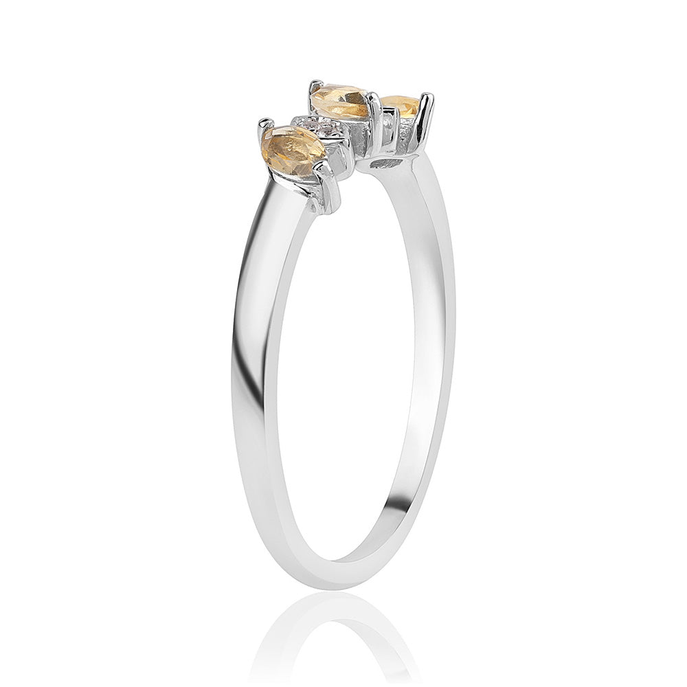 Anillo de Plata con AA Citrino de Brasil y Topacio Blanco