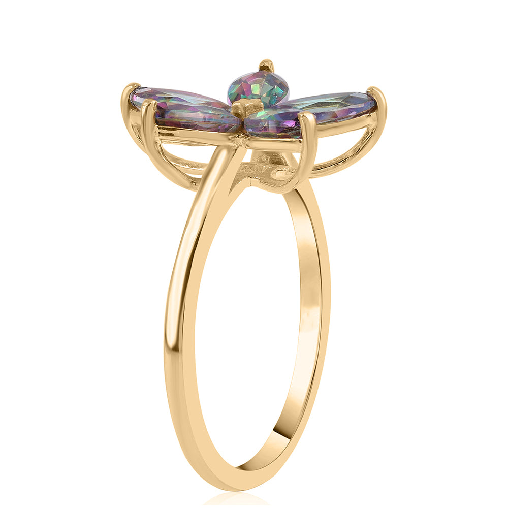 Anillo de Plata Bañada en Oro con Topacio Místico 2 