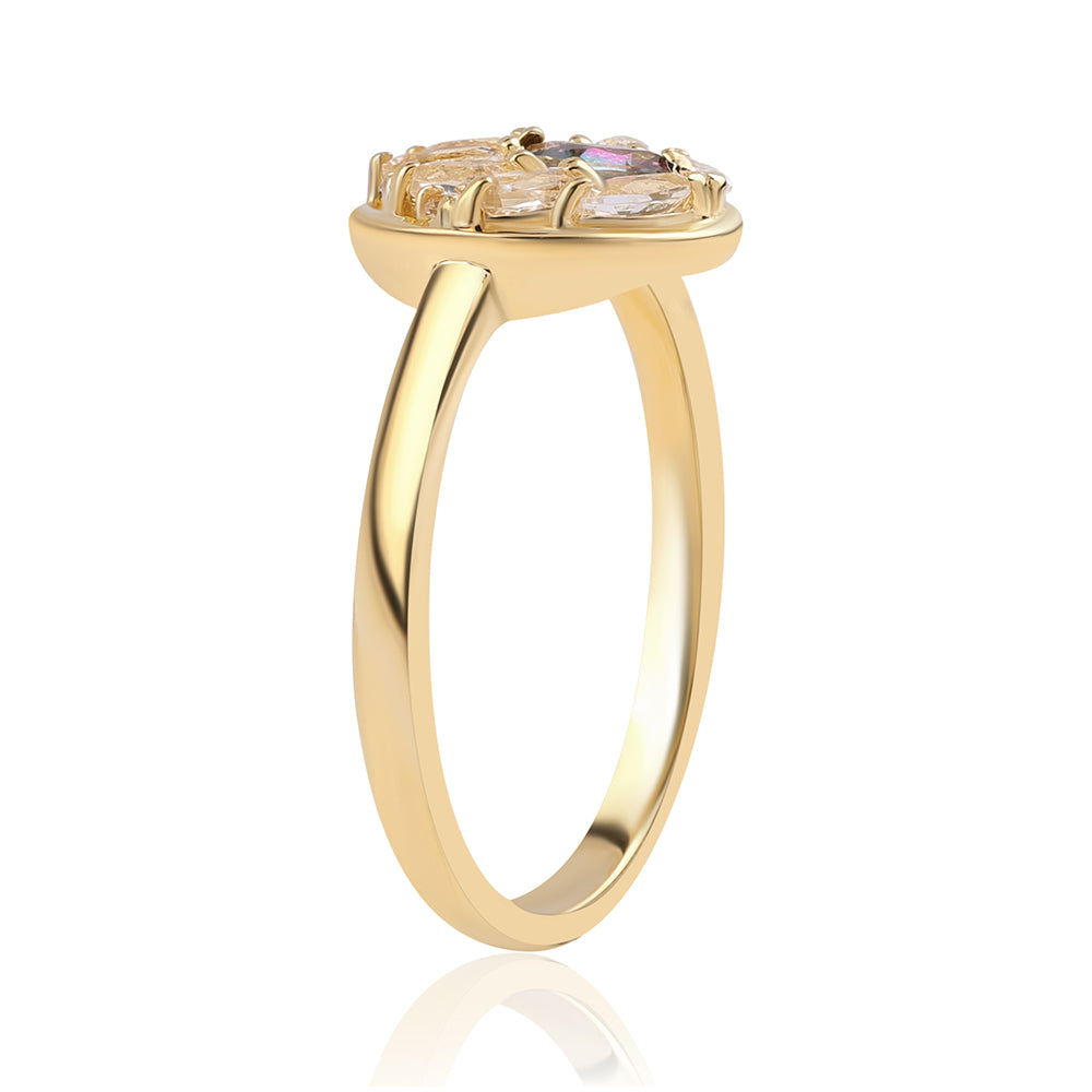 Anillo de Plata Bañada en Oro con Topacio Místico y Topacio Blanco 2 