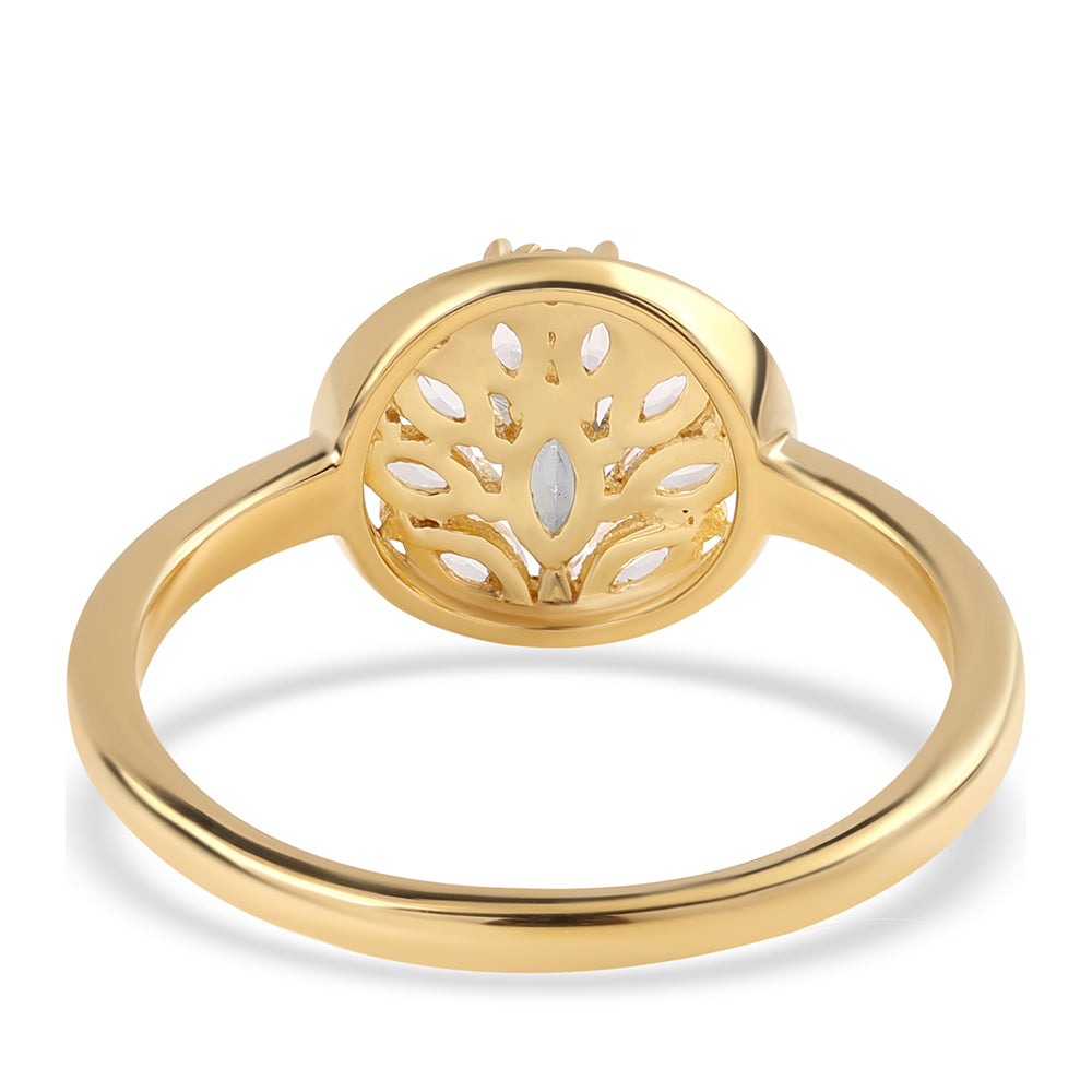 Anillo de Plata Bañada en Oro con Topacio Místico y Topacio Blanco 3 