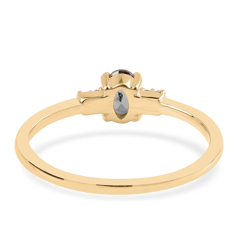 Anillo de Plata Bañada en Oro con Topacio Místico y Topacio Blanco 3 