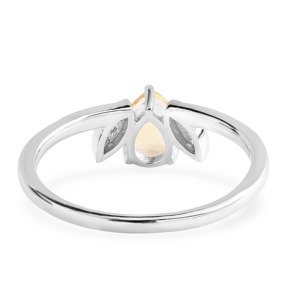 Anillo de Plata con AA Citrino de Brasil y Topacio Blanco 2 