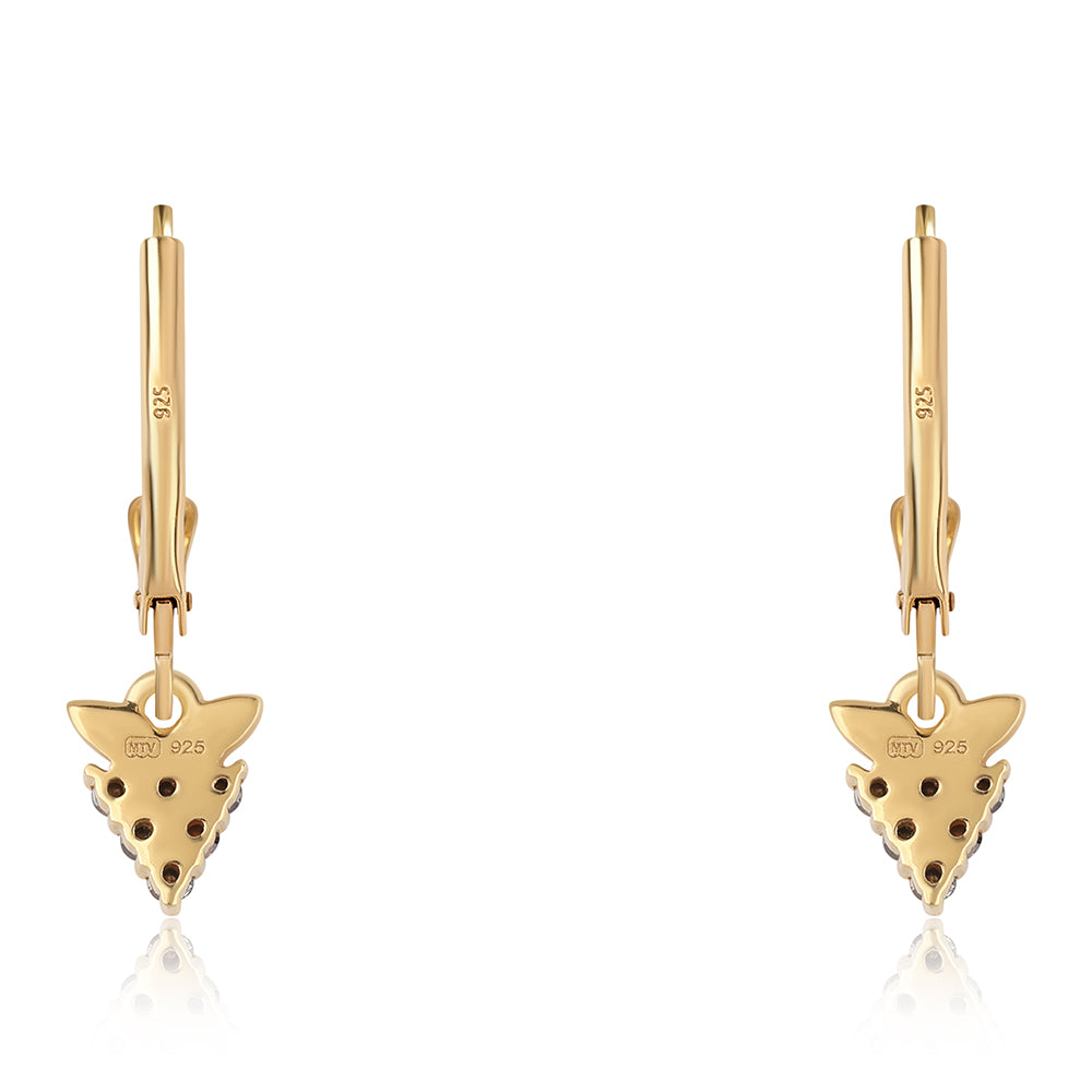 Pendientes de Plata Bañada en Oro con Diamante Negro 3 