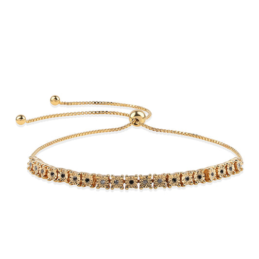 Pulsera de Plata Bañada en Oro con Diamante Negro
