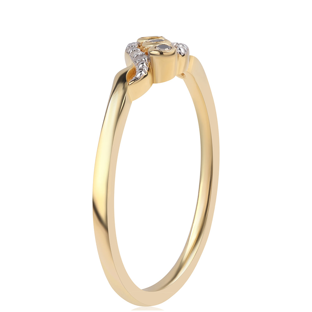 Anillo de Plata Bañada en Oro con Diamante Negro 3 
