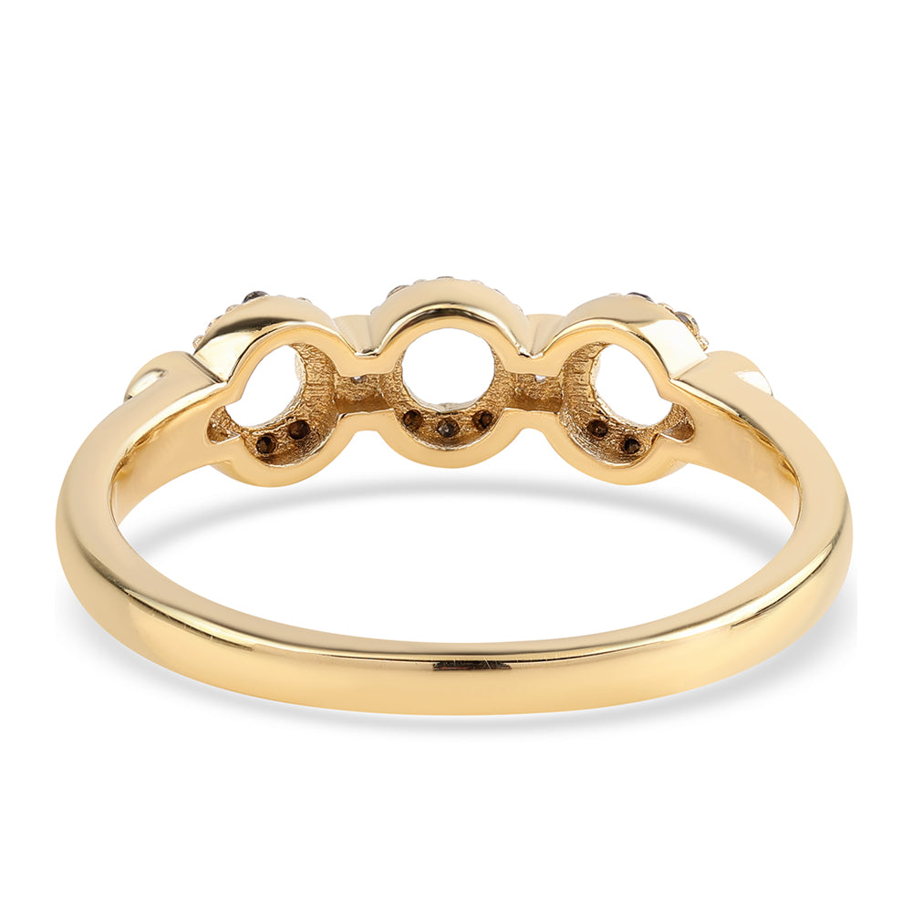 Anillo de Plata Bañada en Oro con Diamante Negro y Topacio Blanco 3 