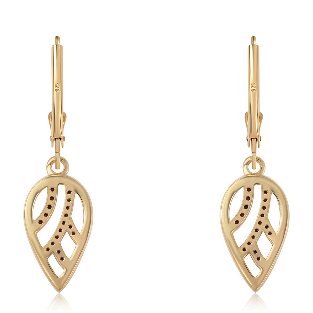 Pendientes de Plata Bañada en Oro con Diamante Negro 3 