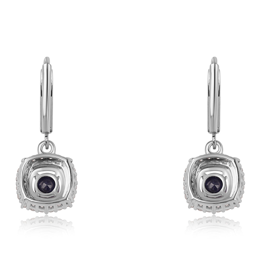 Pendientes de Plata con Zafiro Azul Australiano y Topacio Blanco