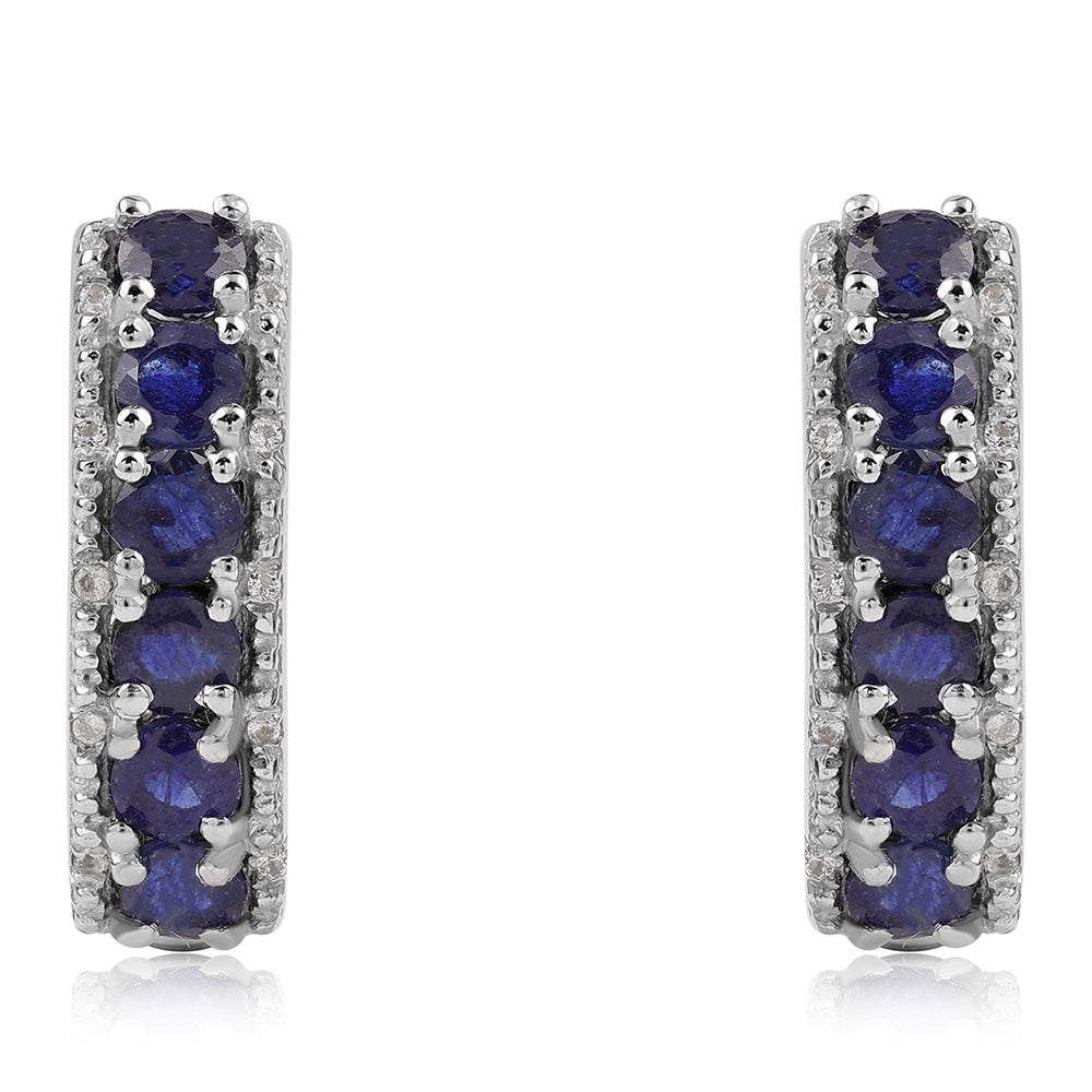 Pendientes de Plata con Zafiro Azul Australiano y Topacio Blanco 2 