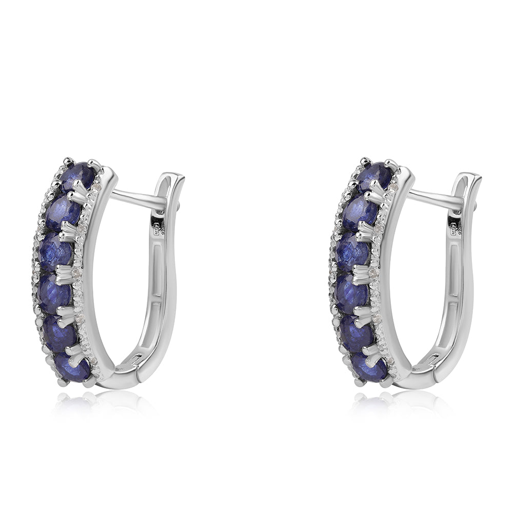 Pendientes de Plata con Zafiro Azul Australiano y Topacio Blanco 1 