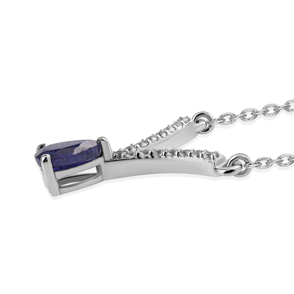 Collar de Plata con Zafiro Azul Australiano y Topacio Blanco 2 