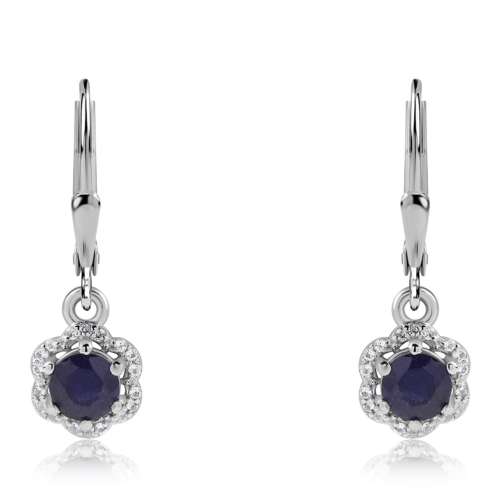 Pendientes de Plata con Zafiro Azul Australiano y Topacio Blanco 2 