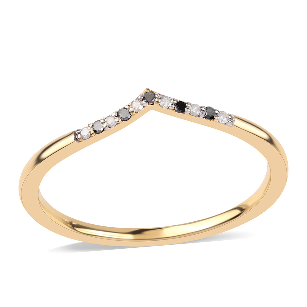 Anillo de Plata Bañada en Oro con Diamante Negro 1 