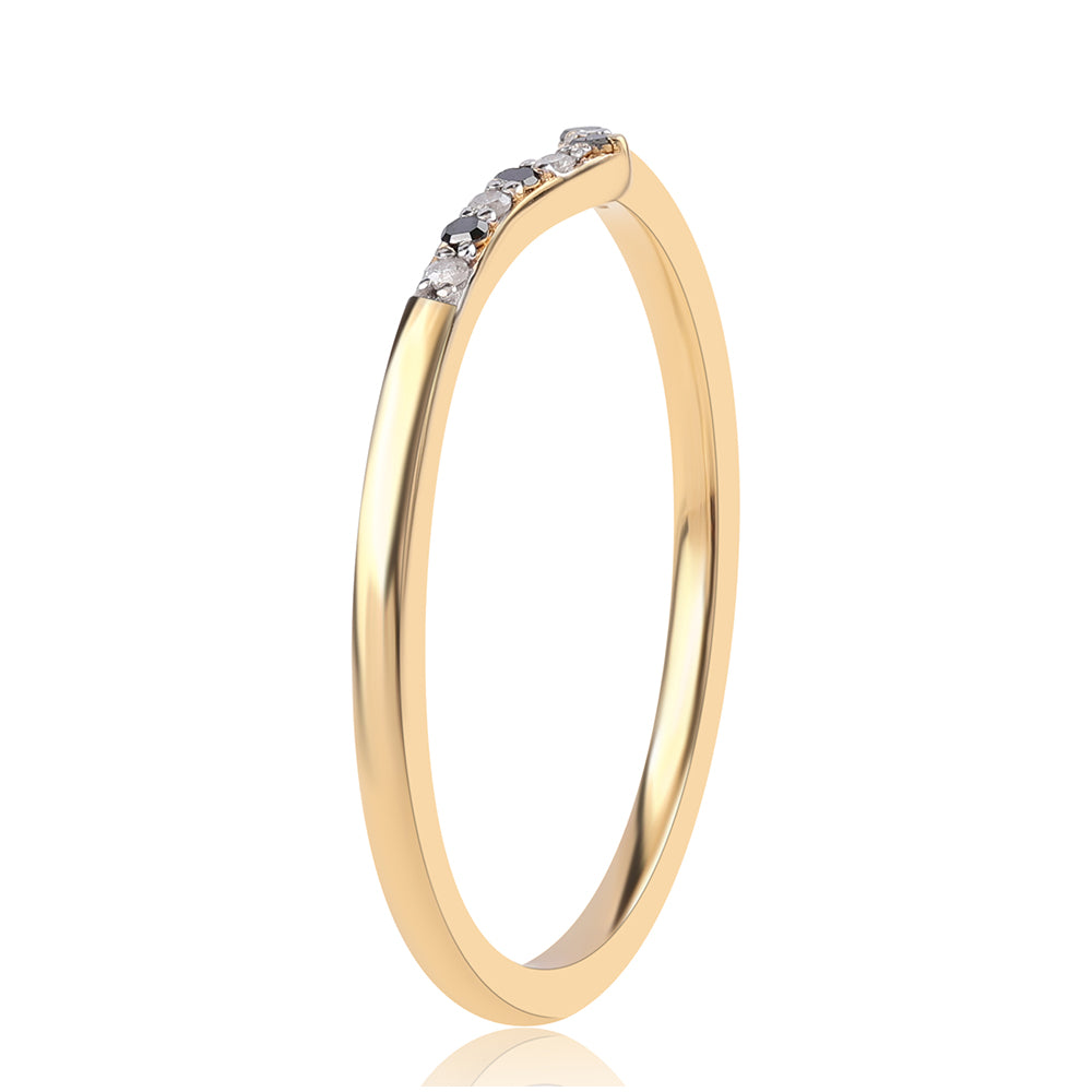 Anillo de Plata Bañada en Oro con Diamante Negro 3 