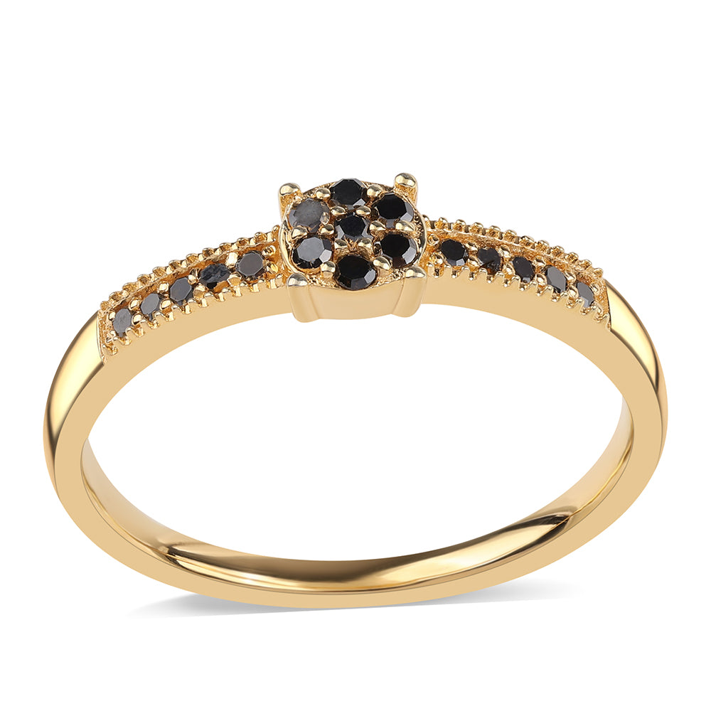 Anillo de Plata Bañada en Oro con Diamante Negro 1 