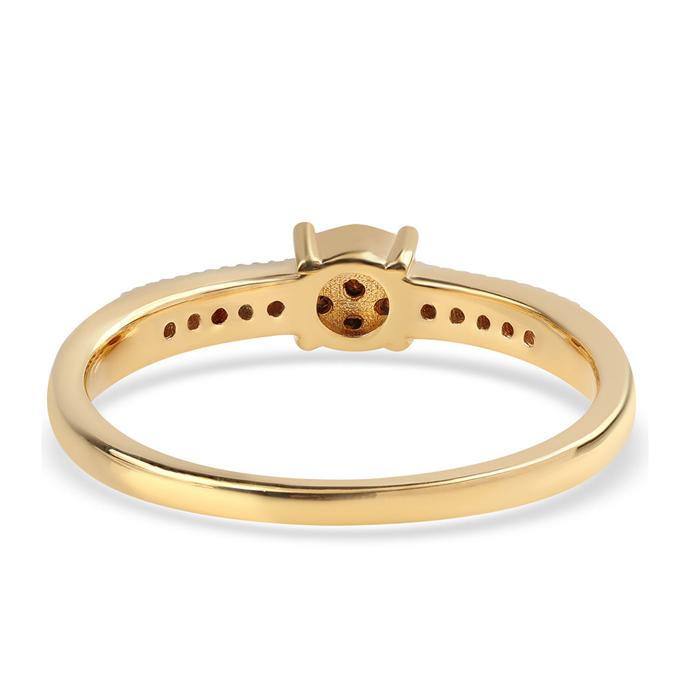 Anillo de Plata Bañada en Oro con Diamante Negro 2 