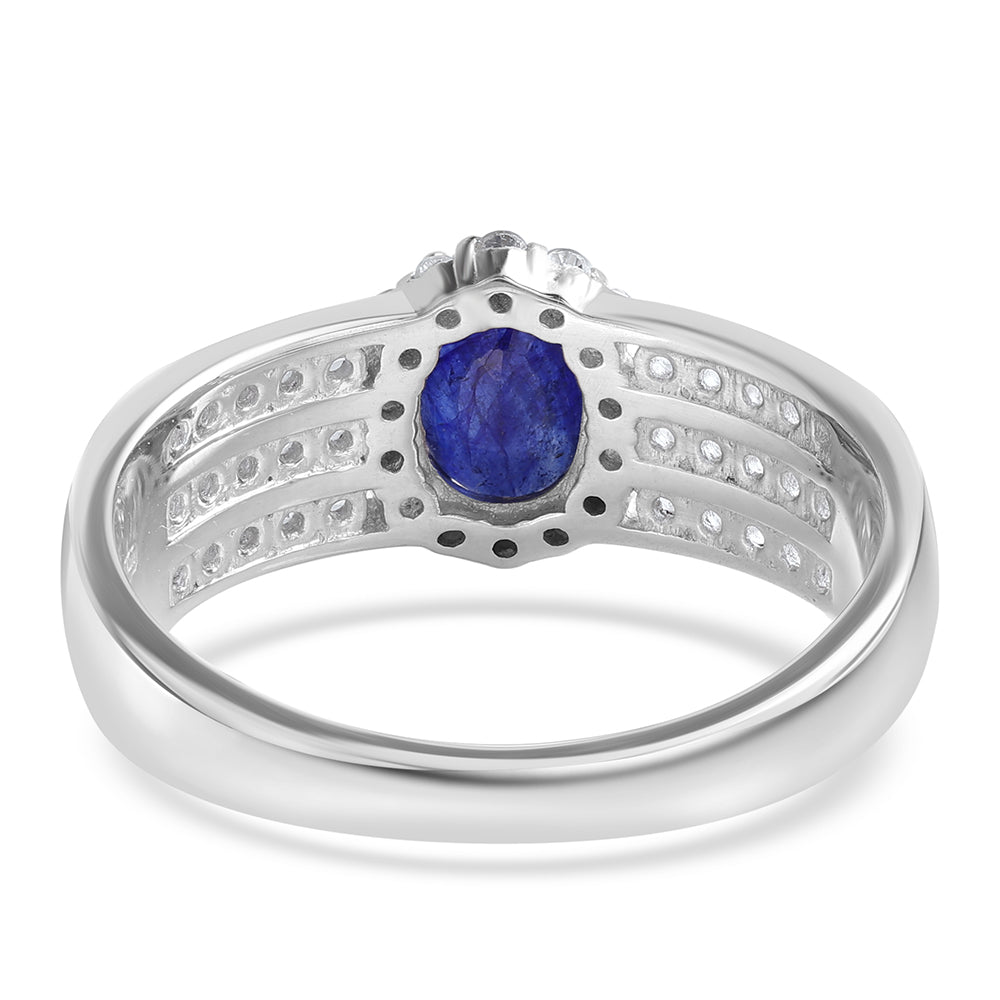 Anillo de Plata con Zafiro Azul Australiano y Topacio Blanco 2 