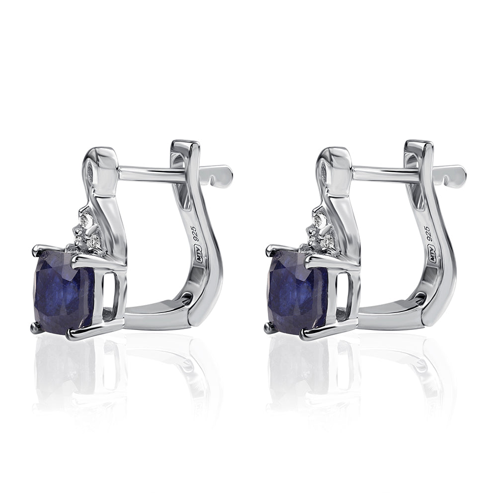 Pendientes de Plata con Zafiro Azul Australiano y Topacio Blanco 3 