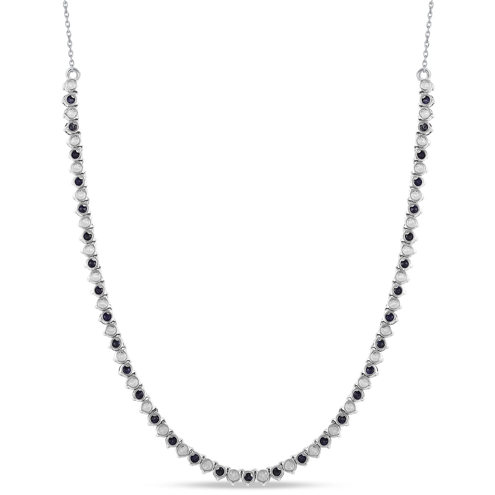 Collar de Plata con Zafiro Azul Australiano y Topacio Blanco