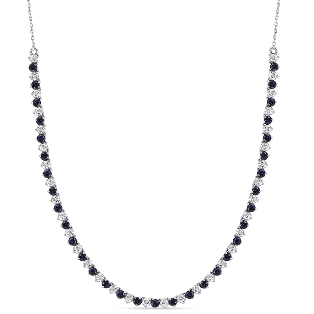 Collar de Plata con Zafiro Azul Australiano y Topacio Blanco 1 