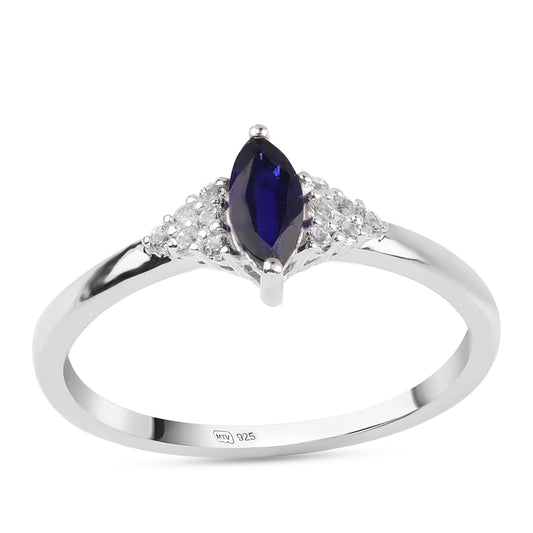 Anillo de Plata con Zafiro Azul Australiano y Topacio Blanco