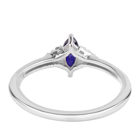 Anillo de Plata con Zafiro Azul Australiano y Topacio Blanco