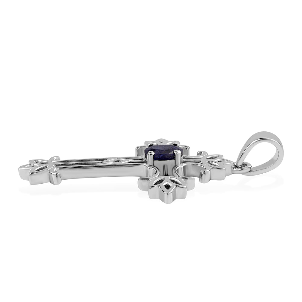 Cruz Colgante de Plata con Zafiro Azul Australiano 2 