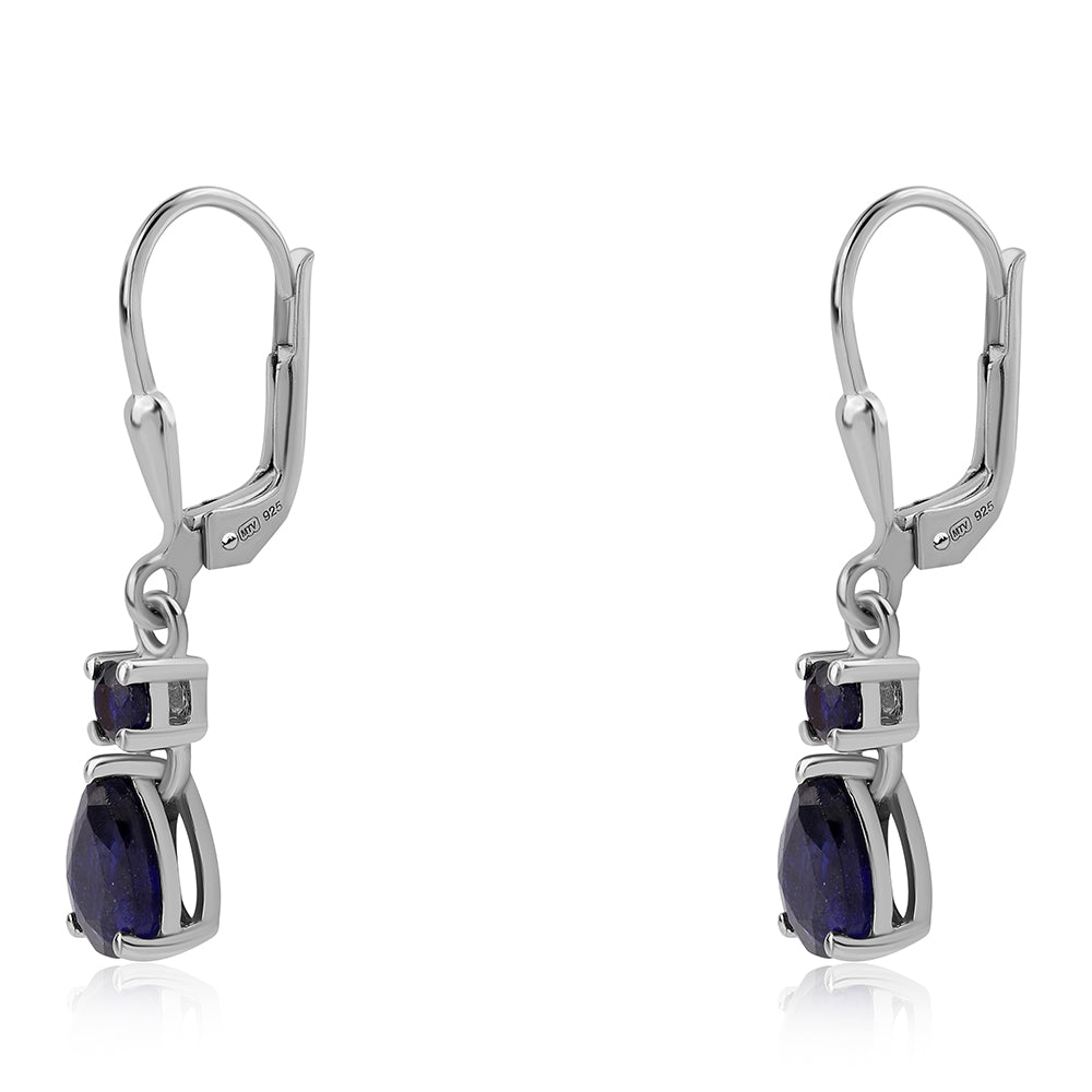 Pendientes de Plata con Zafiro Azul Australiano