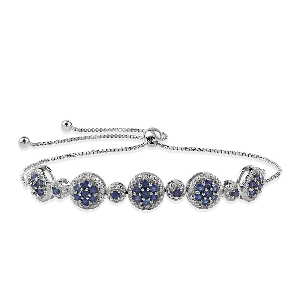 Pulsera de Plata con Zafiro Azul Australiano y Topacio Blanco 1 