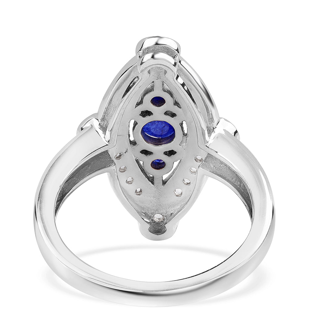 Anillo de Plata con Zafiro Azul Australiano y Topacio Blanco