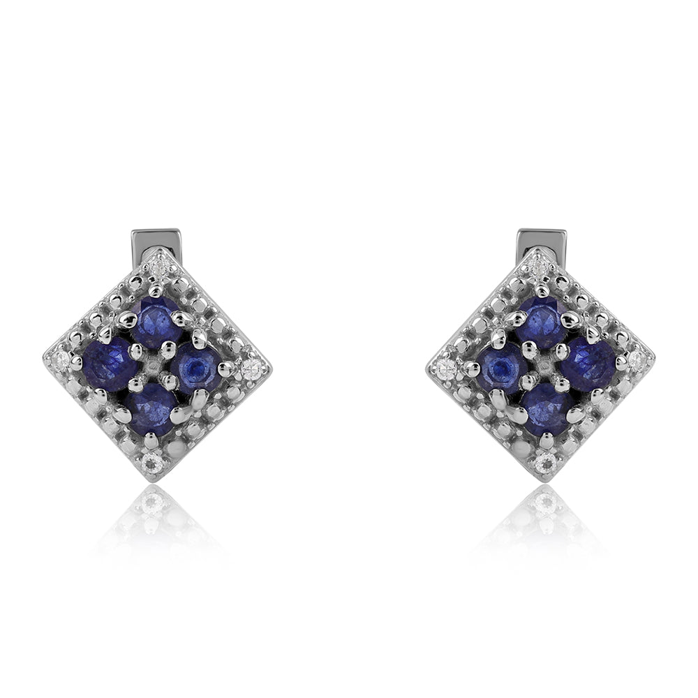 Pendientes de Plata con Zafiro Azul Australiano y Topacio Blanco