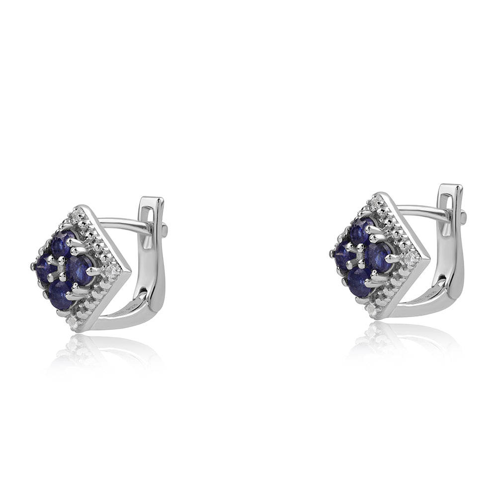 Pendientes de Plata con Zafiro Azul Australiano y Topacio Blanco 1 
