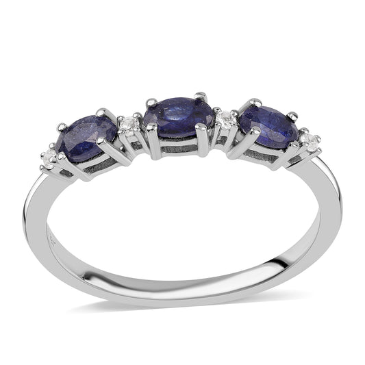 Anillo de Plata con Zafiro Azul Australiano y Topacio Blanco