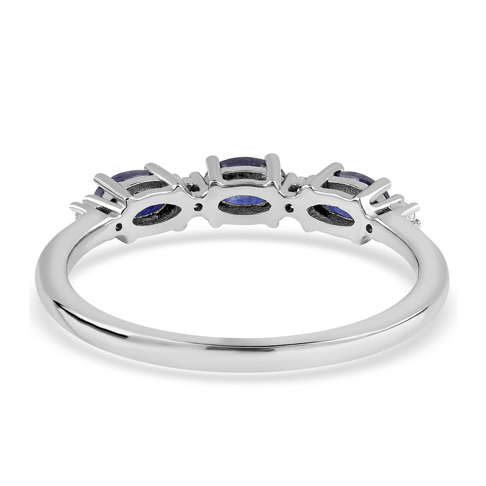 Anillo de Plata con Zafiro Azul Australiano y Topacio Blanco 3 