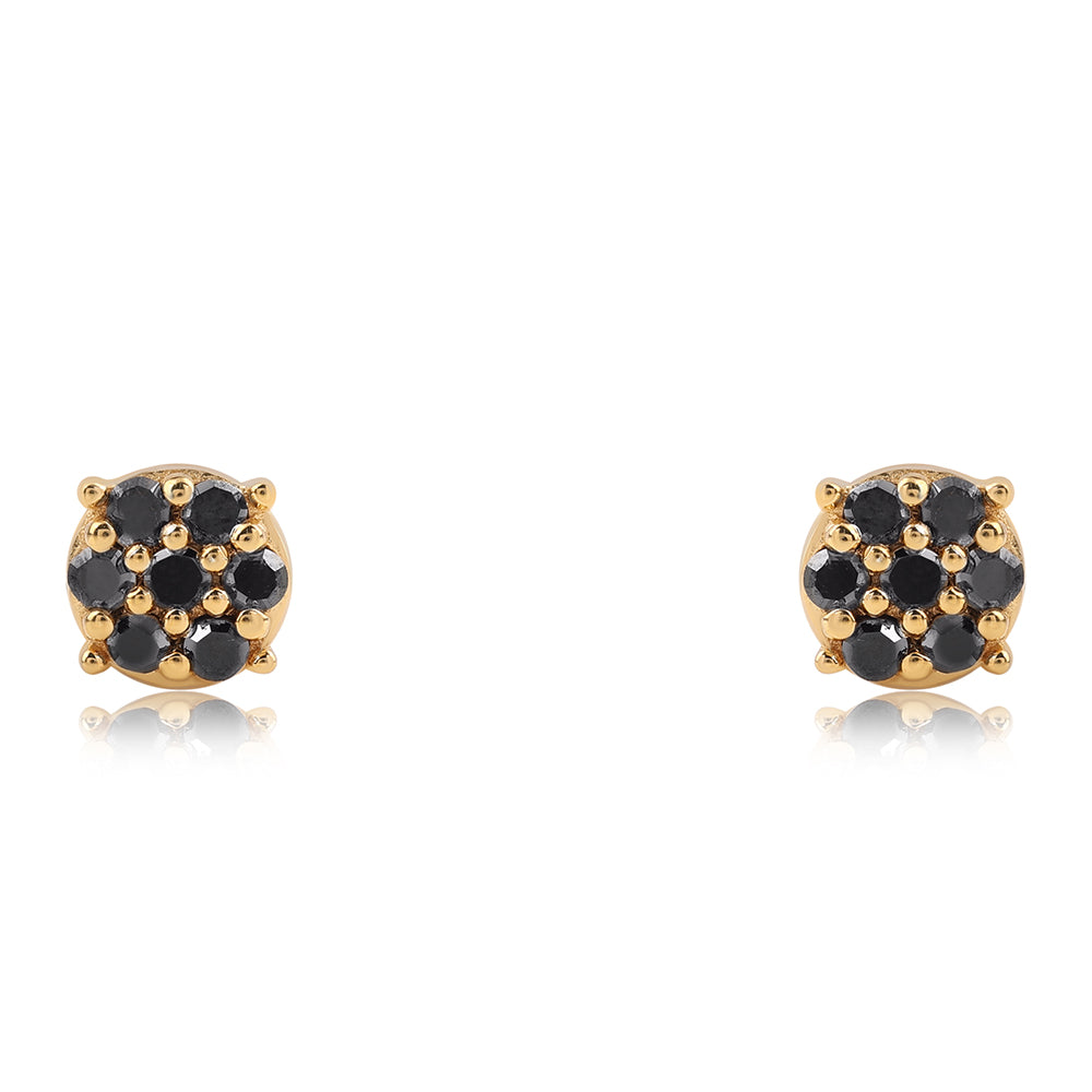 Pendientes de Plata Bañada en Oro con Diamante Negro