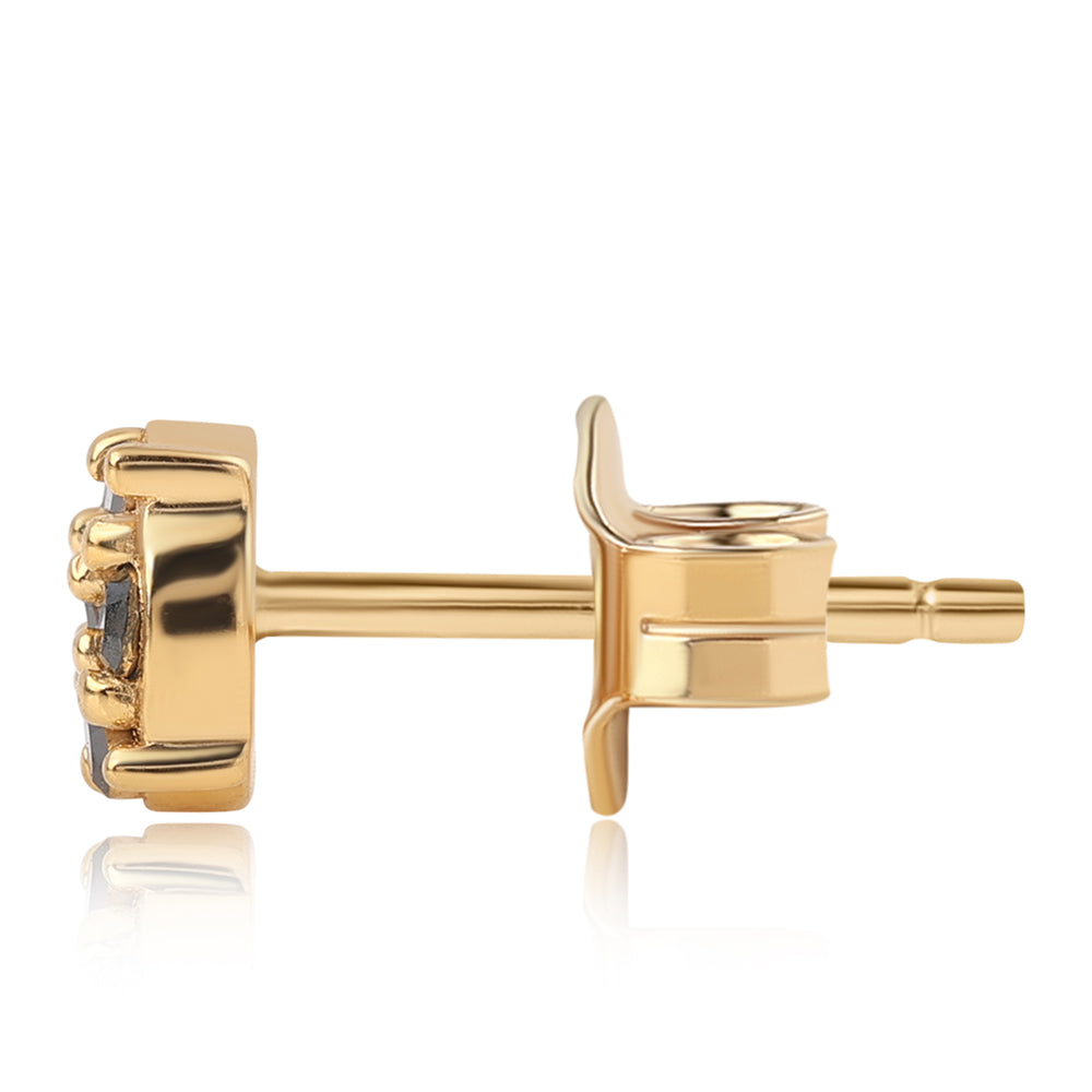 Pendientes de Plata Bañada en Oro con Diamante Negro