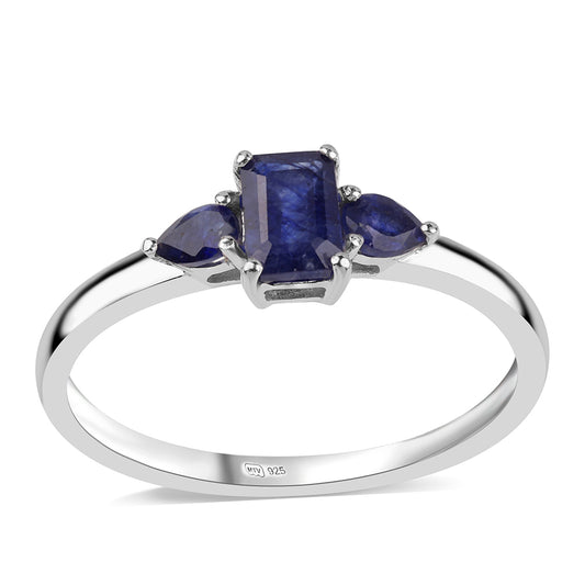 Anillo de Plata con Zafiro Azul Australiano