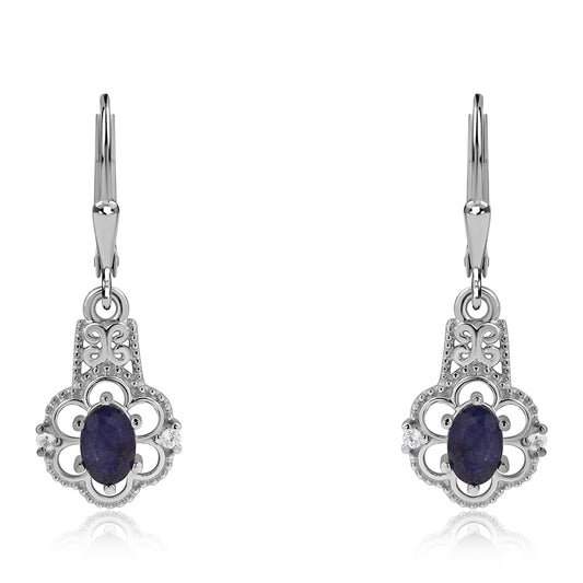 Pendientes de Plata con Zafiro Azul Australiano y Topacio Blanco