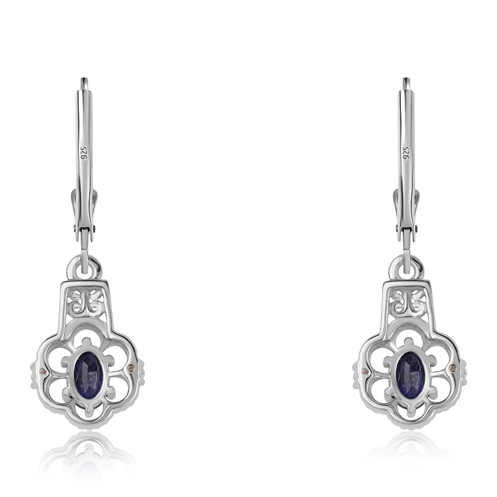 Pendientes de Plata con Zafiro Azul Australiano y Topacio Blanco 3 