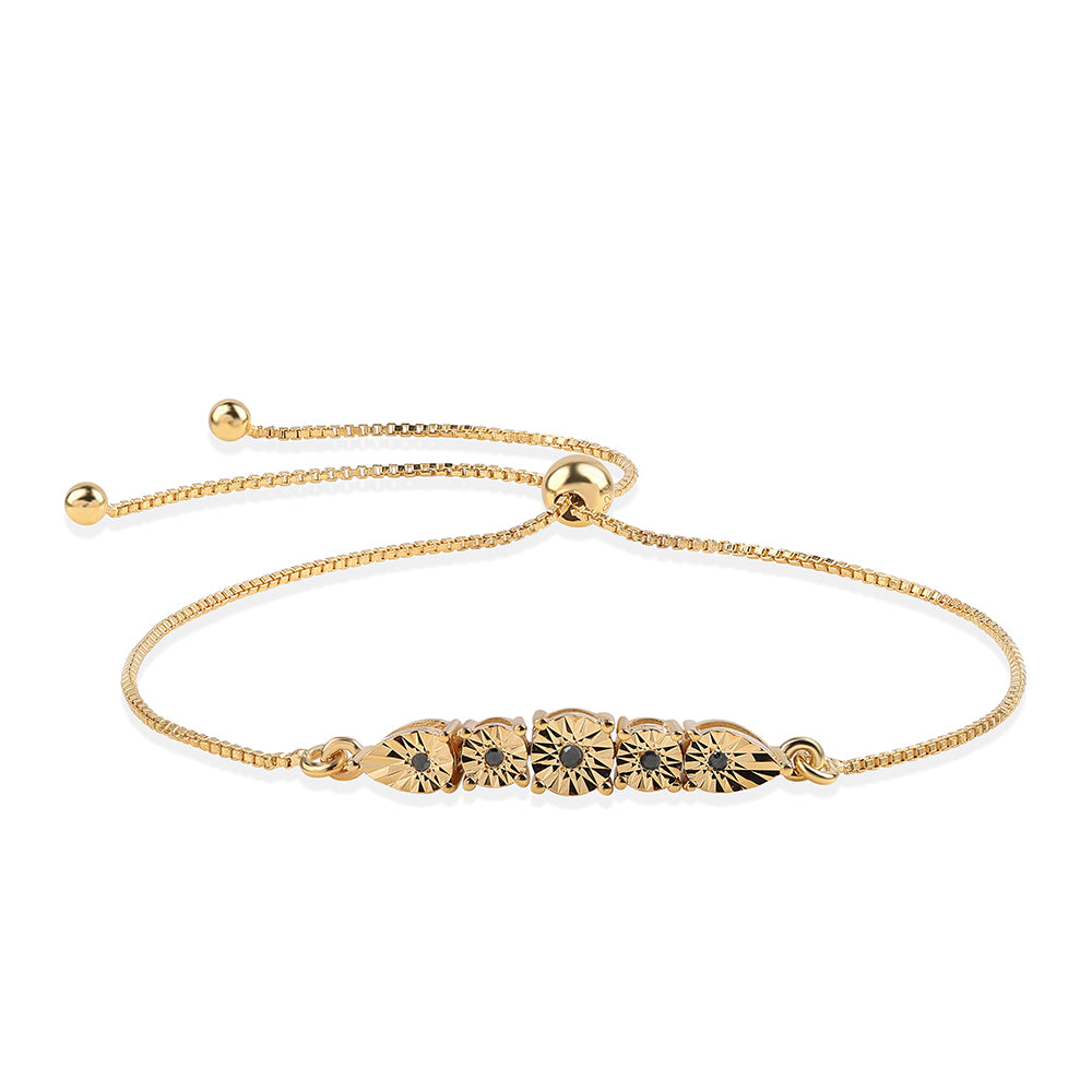 Pulsera de Plata Bañada en Oro con Diamante Negro