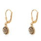 Pendientes de Plata Bañada en Oro con Diamante Negro