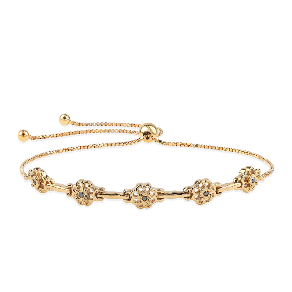 Pulsera de Plata Bañada en Oro con Diamante Negro 1 