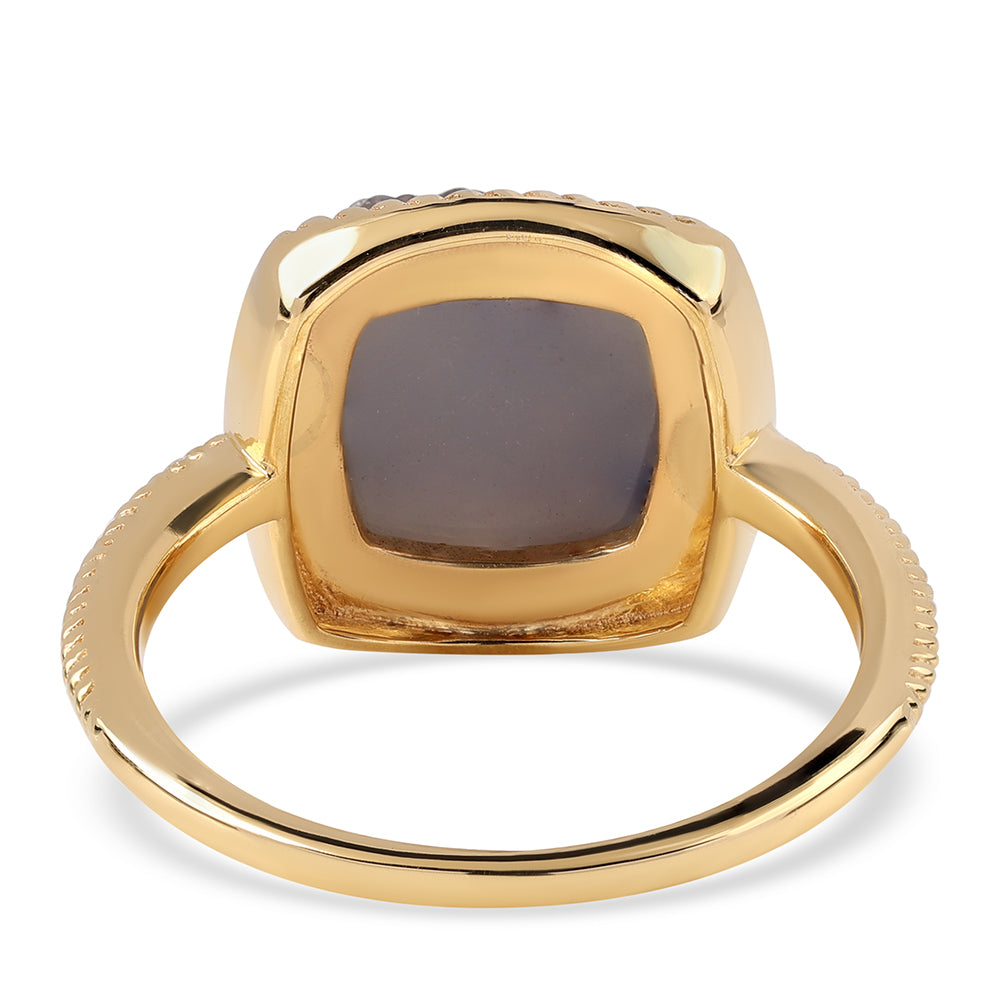 Anillo de Plata Bañada en Oro con Drusa Purpura 3 