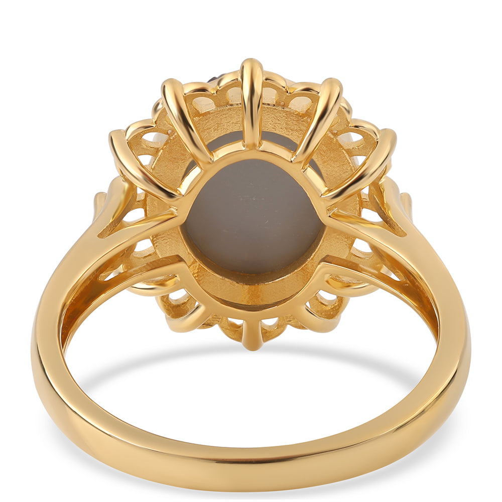 Anillo de Plata Bañada en Oro con Drusa Purpura 3 