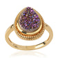 Anillo de Plata Bañada en Oro con Drusa Purpura