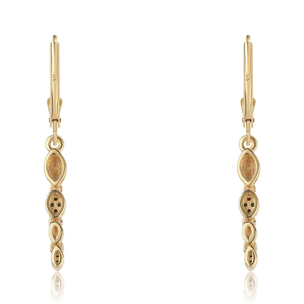 Pendientes de Plata Bañada en Oro con Diamante Azul 3 