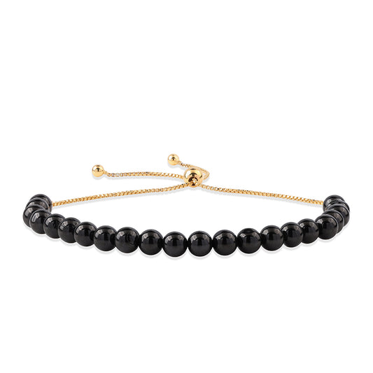 Pulsera de Plata Bañada en Oro con Espinela Negra
